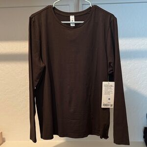 Lululemon size 14 NWT Love Organic Cotton Crewneck Long Sleeve in Espresso